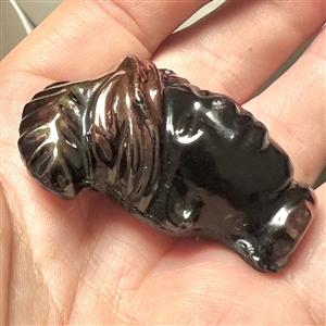 RARE ANN painted wood composition button man's head in a turban. 