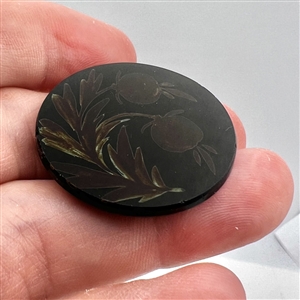 VERY RARE Div. I painted under thin clear glass over black glass “DUG button.
