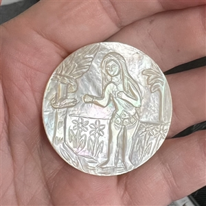 Bethlehem pearl button of Eve and serpent.