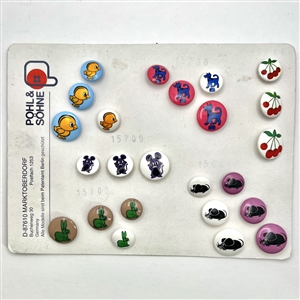 Twenty four German Vintage plastic buttons on original store card.