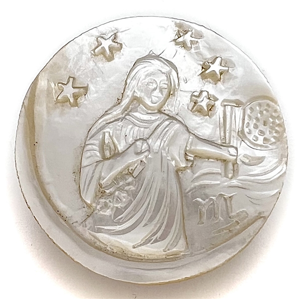 Bethlehem pearl button of Jesus performing a miracle.