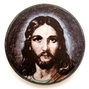 Motiwala enamel button of Jesus.