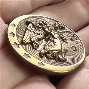 Brass button of “Morning - Aurora, goddess of dawn. 
