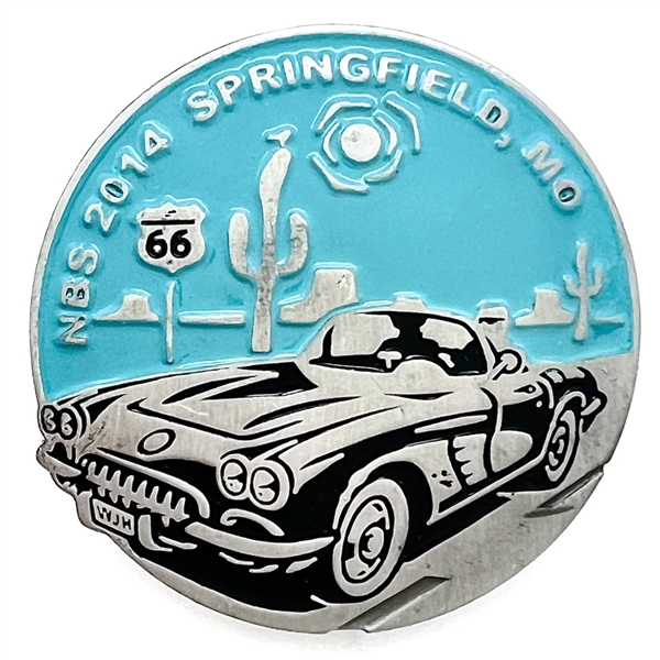 Show favor button from NBS 2014 Springfield, MO of a car on route 66.