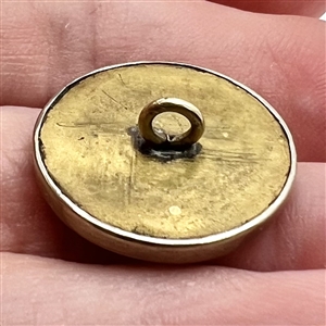 Japanese Gin bari foil enamel button iris set in metal.