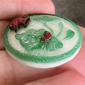 Peking glass button of flying bird and water plants.