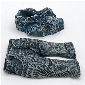 UNIQUE set of two sew-thru buttons of a jean vest and pants.