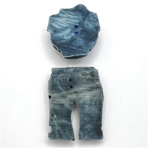 UNIQUE set of two sew-thru buttons of a jean vest and pants.