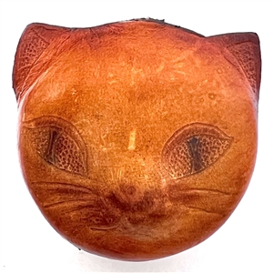 Extra large leather cat face button. 