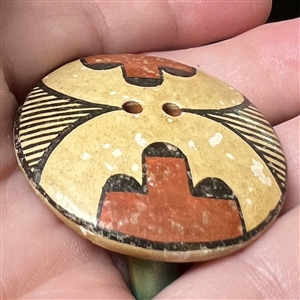 Zia pueblo Native American pottery button.