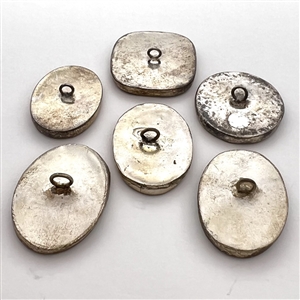 Six Chinese shard ceramic buttons of Asian people.