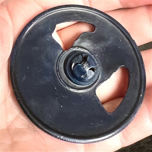 Celluloid button of hunter with hunting horn on horseback with hounds!