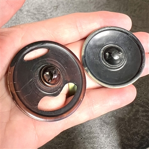 Two one piece 30's celluloid buttons.
