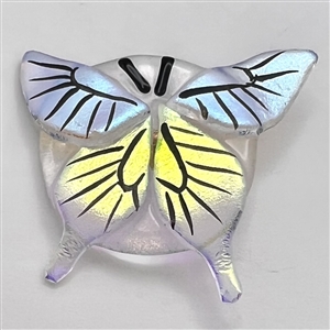 Kay Ferguson fused glass studio button of a butterfly.