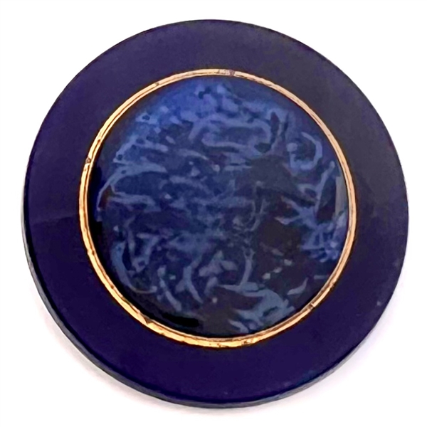 Div. I  - Navy blue glass button with gold luster and lithyalin DF.