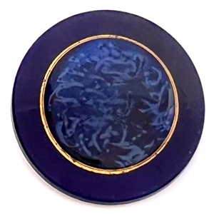 Div. I  - Navy blue glass button with gold luster and lithyalin DF.