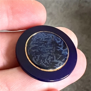Div. I  - Navy blue glass button with gold luster and lithyalin DF.