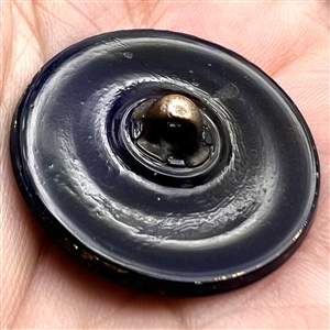 Div. I  - Navy blue glass button with gold luster and lithyalin DF.