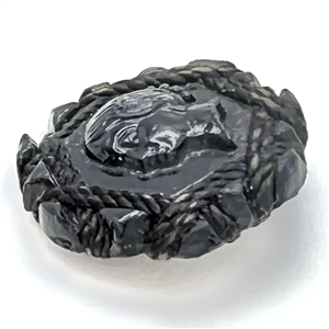 EXTREMELY RARE Div. I - Black glass cord bound button.