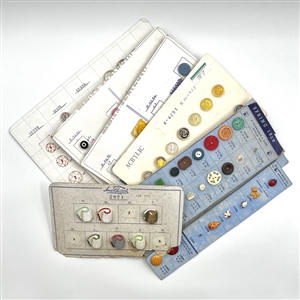 Six salesman sample cards of Vintage plastic buttons.
