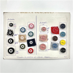Six salesman sample cards of Vintage plastic buttons.