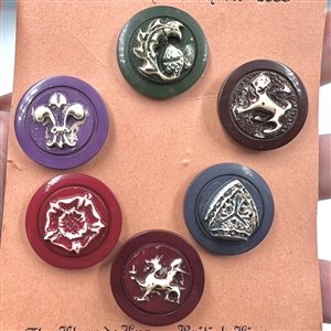 Original story card of coronation issue commemorative of Queen Elizabeth II buffed plastic buttons. 