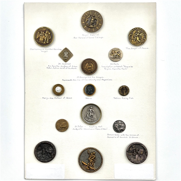 Card of 15 religious themed buttons. 