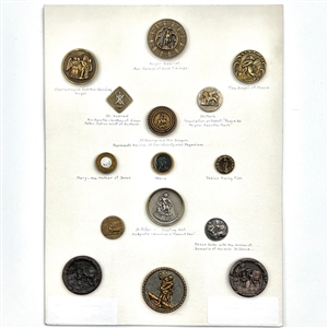 Card of 15 religious themed buttons. 