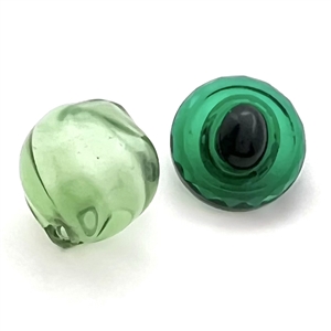 Two green glass buttons.