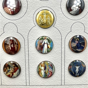 Card of 15 religious themed buttons by Harry James Wessel.