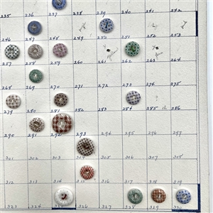 Card of 60 numbered china calico buttons.