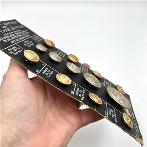 Salesman's sample card of 13 Eagle Anchor and Aeroplane buttons.