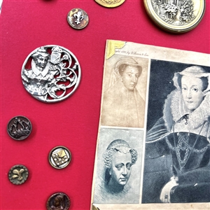 Card of 40 British Royalty themed buttons.