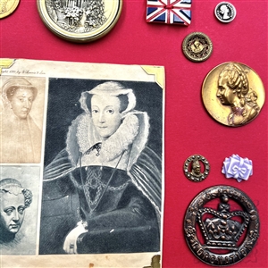 Card of 40 British Royalty themed buttons.