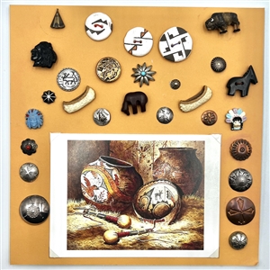 Card of  28 Native American themed buttons.