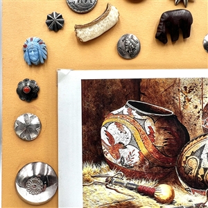 Card of  28 Native American themed buttons.