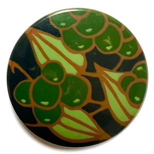 HUGE Vintage celluloid tight top button of grapes.