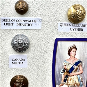 Card of 13 uniform buttons from England and Canada.
