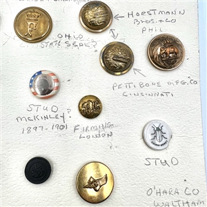 Card of 21 mostly uniform buttons.