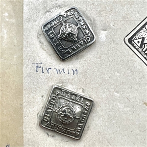 Two cards of square and diamond shaped Scottish piper and kilt Uniform buttons.