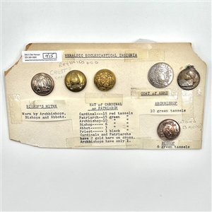 Card of 5 Ecclesiastic Livery buttons and one medal.
