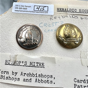 Card of 5 Ecclesiastic Livery buttons and one medal.