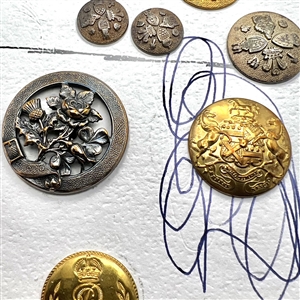 Card of 10 Livery Prince of Wales and Lady Diana Spencer wedding buttons.