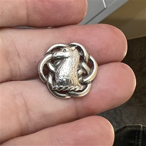 VERY RARE Pierced Hallmarked silver Livery crest button of a doe. 
