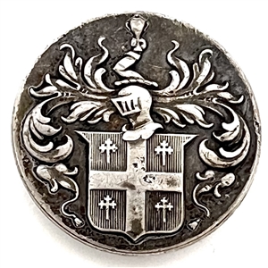 Hallmarked sterling silver Livery coat of arms button. 
