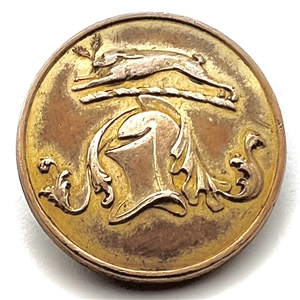 Livery crest button of a hare with helm or rank and mantle.