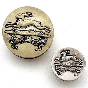 Two buttons Livery with a running rabbit in coat and cuff sizes.