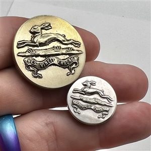 Two buttons Livery with a running rabbit in coat and cuff sizes.