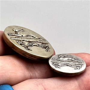 Two buttons Livery with a running rabbit in coat and cuff sizes.
