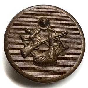 Pressed horn sporting button of hunting objects.